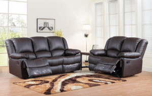 Atlanta Recliner Sofa Set – Black Bonded Leather