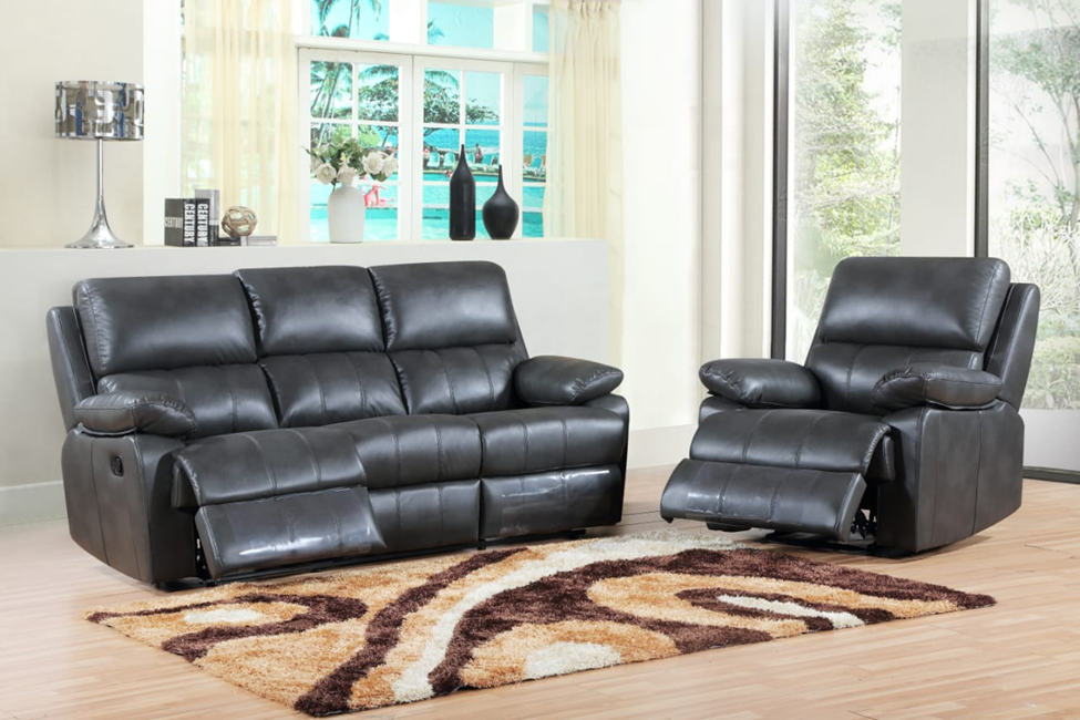 Colorado Seater Recliner Sofa Set – Grey Air Leather